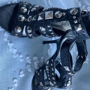 White House Black Market silver stud heels